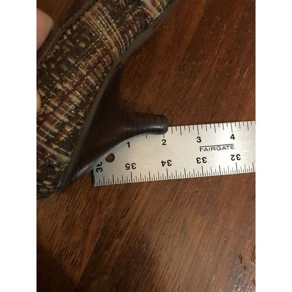 Women’s Vince Camuto Fabric Tweed Brown Tweed/Leather Kitten Heels Casual 6.5M - Picture 6 of 9
